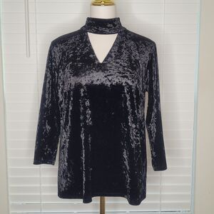 Whimsigoth Witchy Goth Grunge Velvet‎ Dark Romantic Feminine Blouse Top Medium